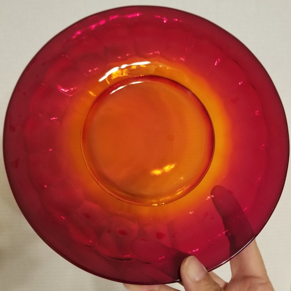Vintage Viking Glass Georgian Amberina Footed Luncheon Plate